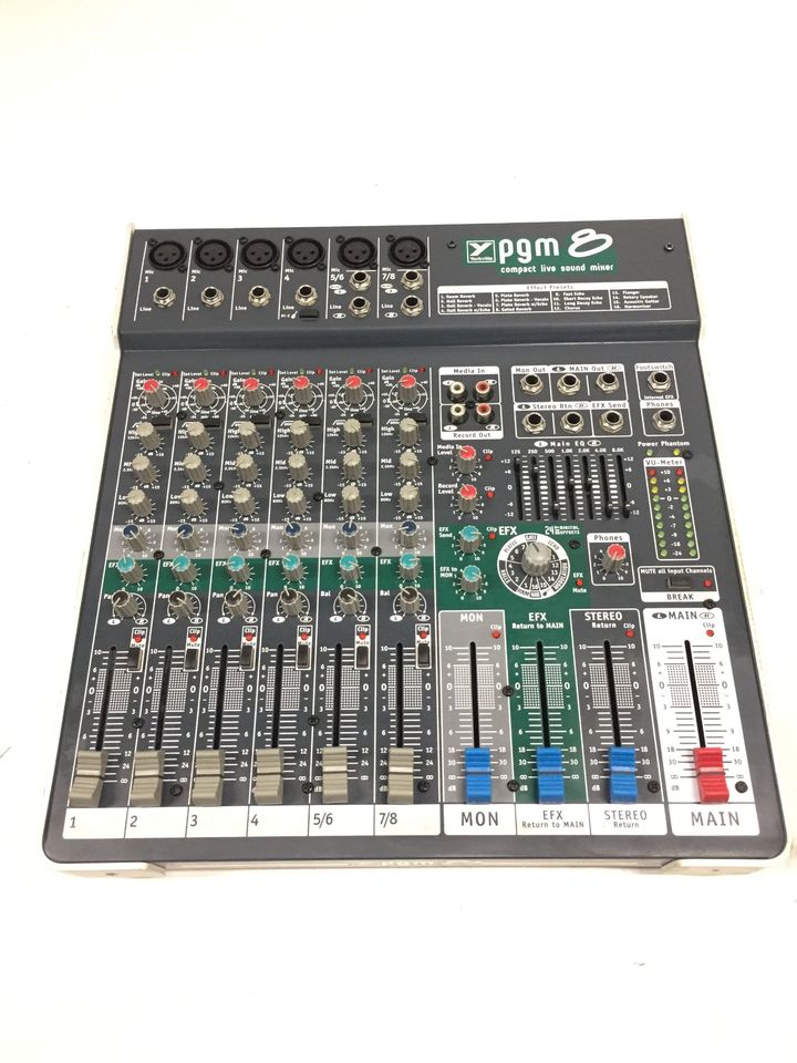 Yorkville Sound PGM8 Compact 8-Channel Live Sound Mixer with Built-In Digital Effects