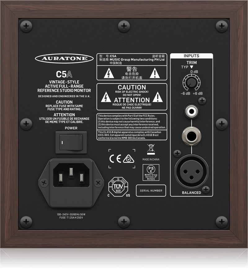 Auratone C5A Vintage-Style 30 Watt Active Full Range Reference Studio Monitor - OPEN BOX