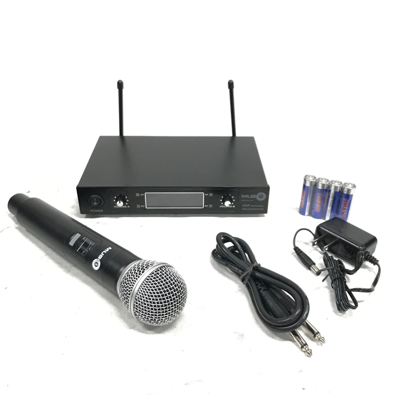 Music8 M8-200HH Wireless Dual Microphone System w/ 2 Handheld Microphones and Carrying Box