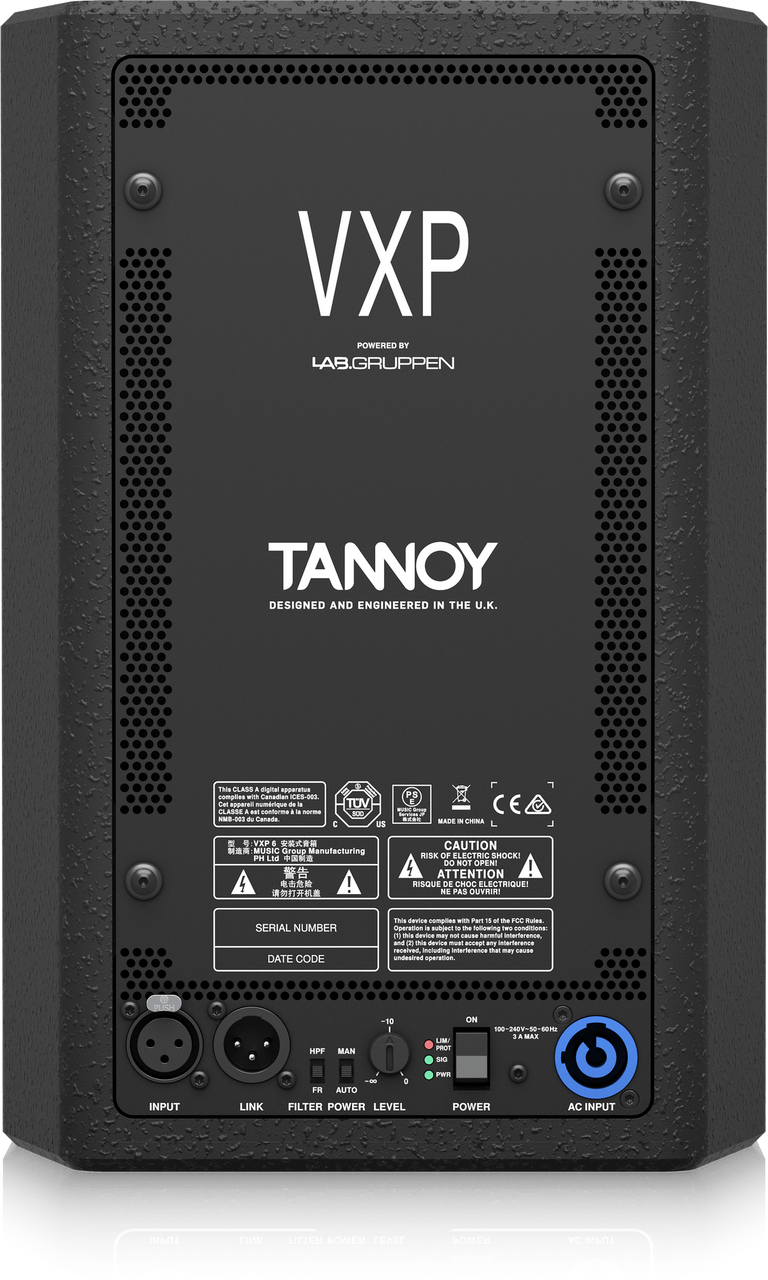 Tannoy VXP6-BK 1,600 Watt 6" Dual Concentric Powered Sound Reinforcement Loudspeaker with Integrated LAB GRUPPEN IDEEA Class-D Amplification(Black)