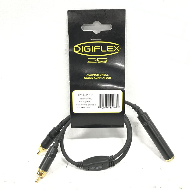 Digiflex 1ft. HY-1J-2RB-1 Adapter Cable with 1/4" Female Mono Jack / Dual 2x RCA - NEW