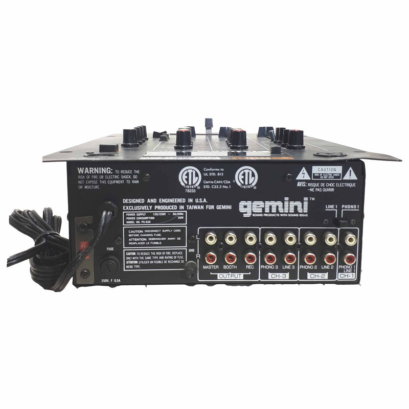 Gemini PS-626USB Pro 3-Channel Stereo Mixer w/ USB